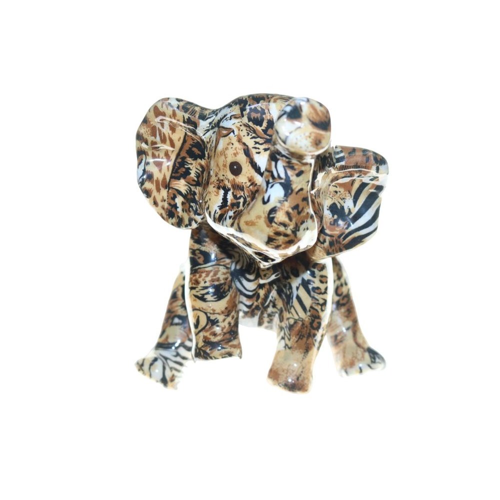 La Vie Animal Print Elephant Statue Figurine